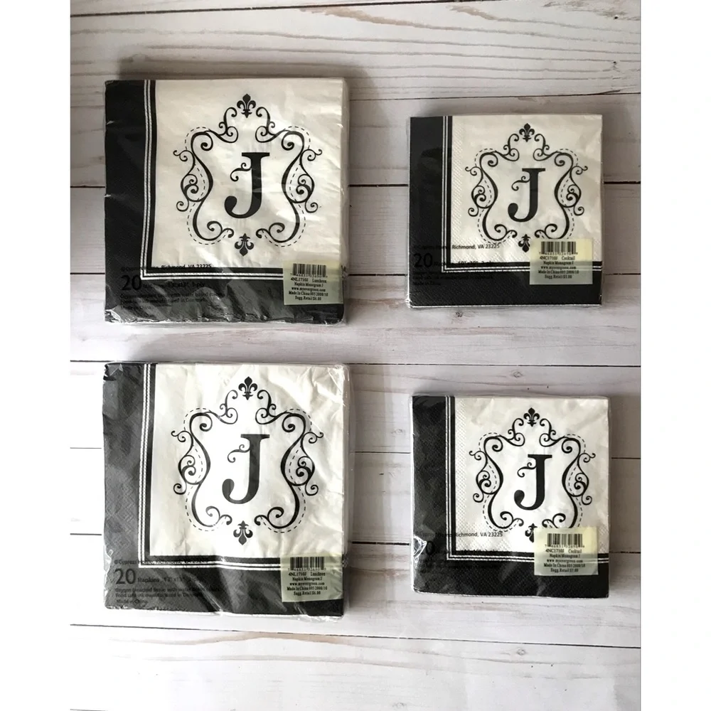 Cypress Home Four Packs Napkins Mongram J
